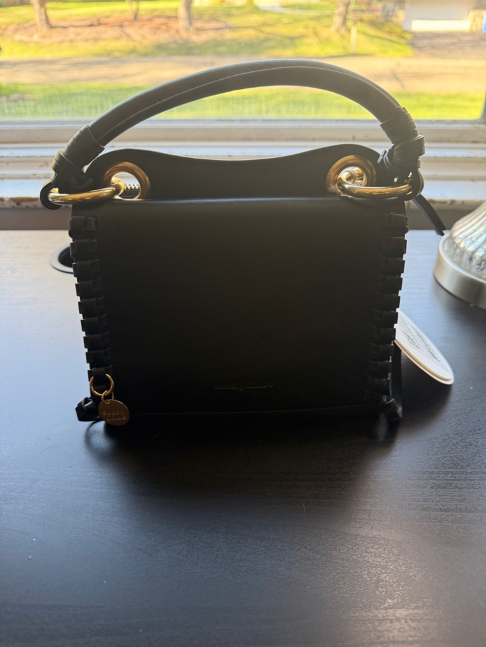 See By Chloé Black Mini Handheld Bag with Gold Hardware